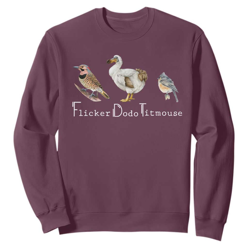 Subtle FDT Sweatshirt Flicker Dodo Titmouse Bird TS10 Maroon Print Your Wear