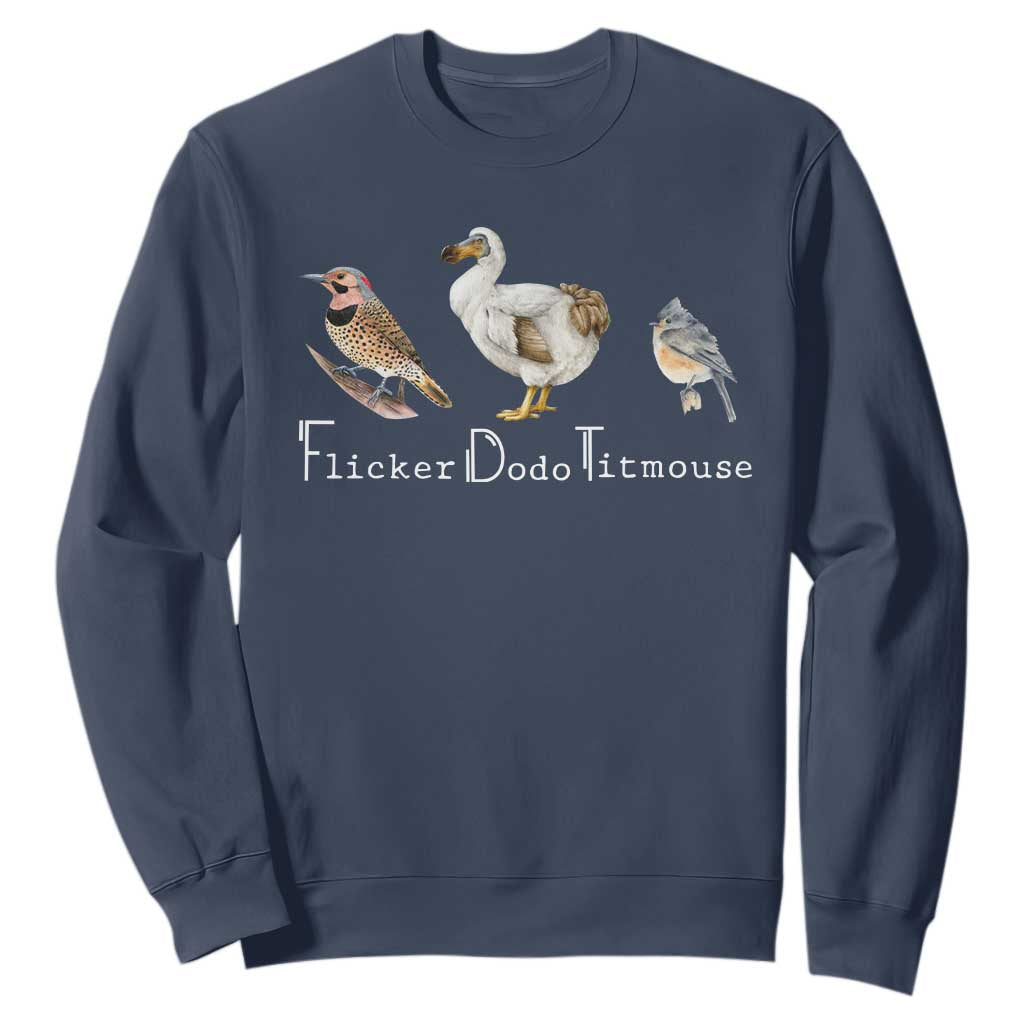 Subtle FDT Sweatshirt Flicker Dodo Titmouse Bird TS10 Navy Print Your Wear