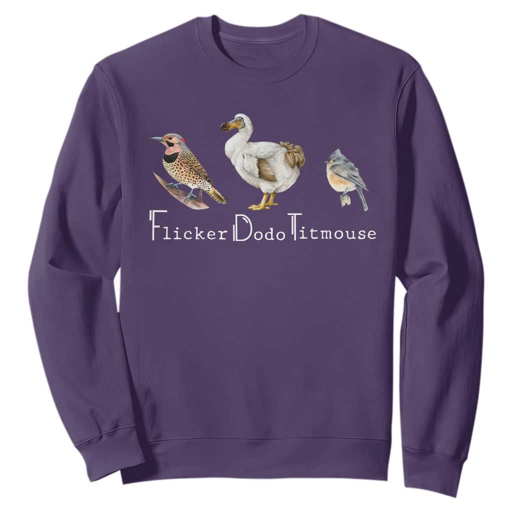 Subtle FDT Sweatshirt Flicker Dodo Titmouse Bird TS10 Purple Print Your Wear