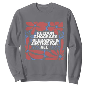 Subtle FDT Sweatshirt Freedom Democracy Tolerence and Justice For All TS02 Charcoal Print Your Wear