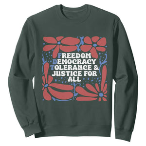 Subtle FDT Sweatshirt Freedom Democracy Tolerence and Justice For All TS02 Dark Forest Green Print Your Wear