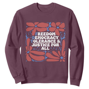 Subtle FDT Sweatshirt Freedom Democracy Tolerence and Justice For All TS02 Maroon Print Your Wear