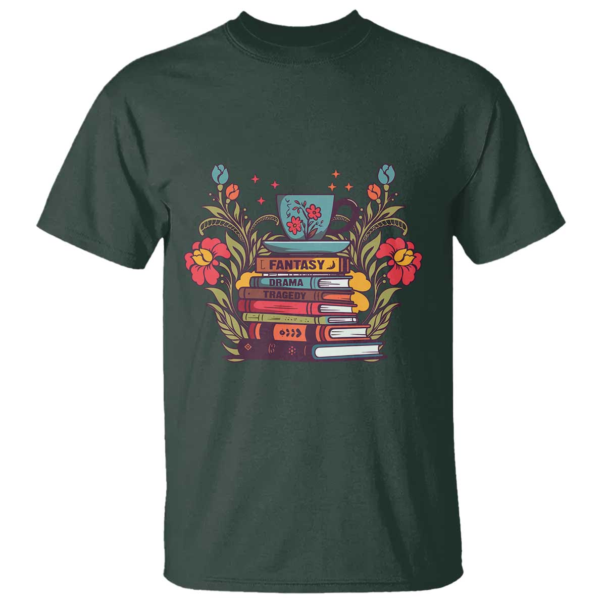 Subtle FDT T Shirt Fantasy Drama Tragedy Book Lover TS02 Dark Forest Green Print Your Wear