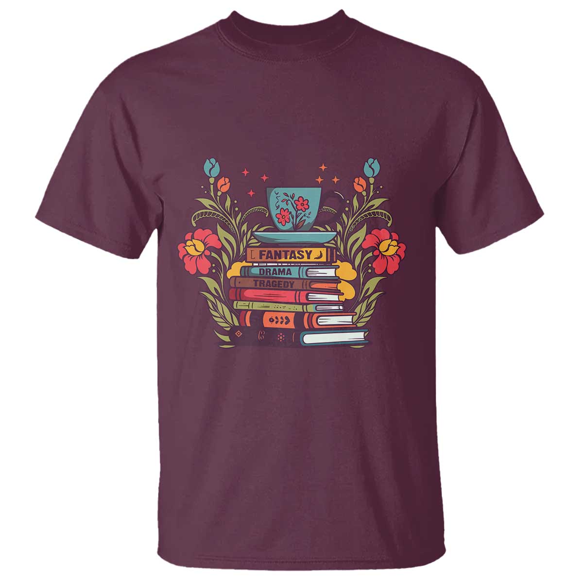 Subtle FDT T Shirt Fantasy Drama Tragedy Book Lover TS02 Maroon Print Your Wear