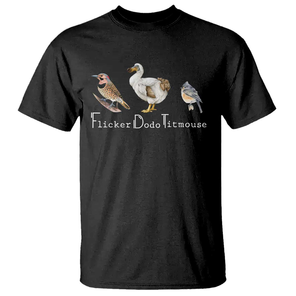 Subtle FDT T Shirt Flicker Dodo Titmouse Bird TS10 Black Print Your Wear