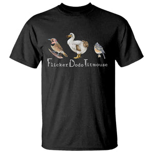 Subtle FDT T Shirt Flicker Dodo Titmouse Bird TS10 Black Print Your Wear