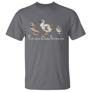 Subtle FDT T Shirt Flicker Dodo Titmouse Bird TS10 Charcoal Print Your Wear