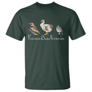 Subtle FDT T Shirt Flicker Dodo Titmouse Bird TS10 Dark Forest Green Print Your Wear