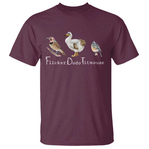 Subtle FDT T Shirt Flicker Dodo Titmouse Bird TS10 Maroon Print Your Wear