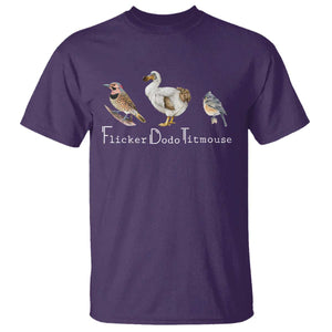 Subtle FDT T Shirt Flicker Dodo Titmouse Bird TS10 Purple Print Your Wear