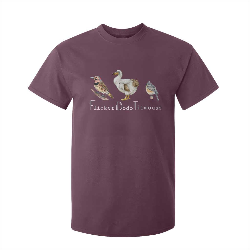 Subtle FDT T Shirt For Kid Flicker Dodo Titmouse Bird TS10 Maroon Print Your Wear