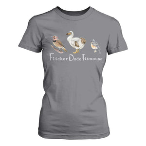 Subtle FDT T Shirt For Women Flicker Dodo Titmouse Bird TS10 Charcoal Print Your Wear