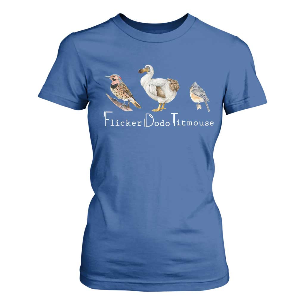 Subtle FDT T Shirt For Women Flicker Dodo Titmouse Bird TS10 Royal Blue Print Your Wear