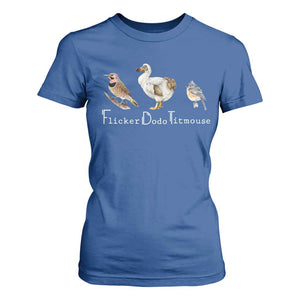 Subtle FDT T Shirt For Women Flicker Dodo Titmouse Bird TS10 Royal Blue Print Your Wear