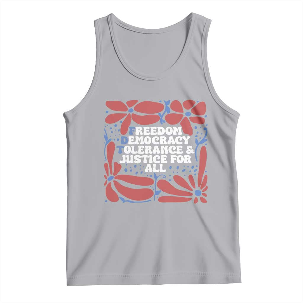 Subtle FDT Tank Top Freedom Democracy Tolerence and Justice For All TS02 Athletic Heather Print Your Wear