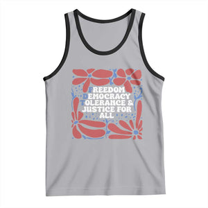 Subtle FDT Tank Top Freedom Democracy Tolerence and Justice For All TS02 Athletic Heather Black Print Your Wear