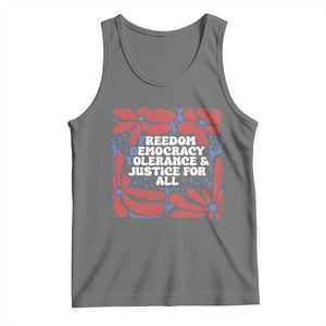 Subtle FDT Tank Top Freedom Democracy Tolerence and Justice For All TS02 Black Heather Print Your Wear