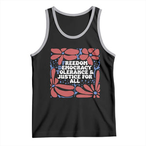 Subtle FDT Tank Top Freedom Democracy Tolerence and Justice For All TS02 Black Athletic Heather Print Your Wear