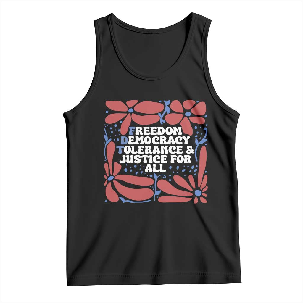Subtle FDT Tank Top Freedom Democracy Tolerence and Justice For All TS02 Black Print Your Wear