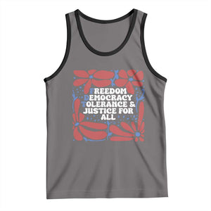 Subtle FDT Tank Top Freedom Democracy Tolerence and Justice For All TS02 Deep Heather Black Print Your Wear