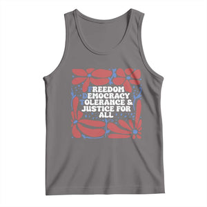 Subtle FDT Tank Top Freedom Democracy Tolerence and Justice For All TS02 Deep Heather Print Your Wear