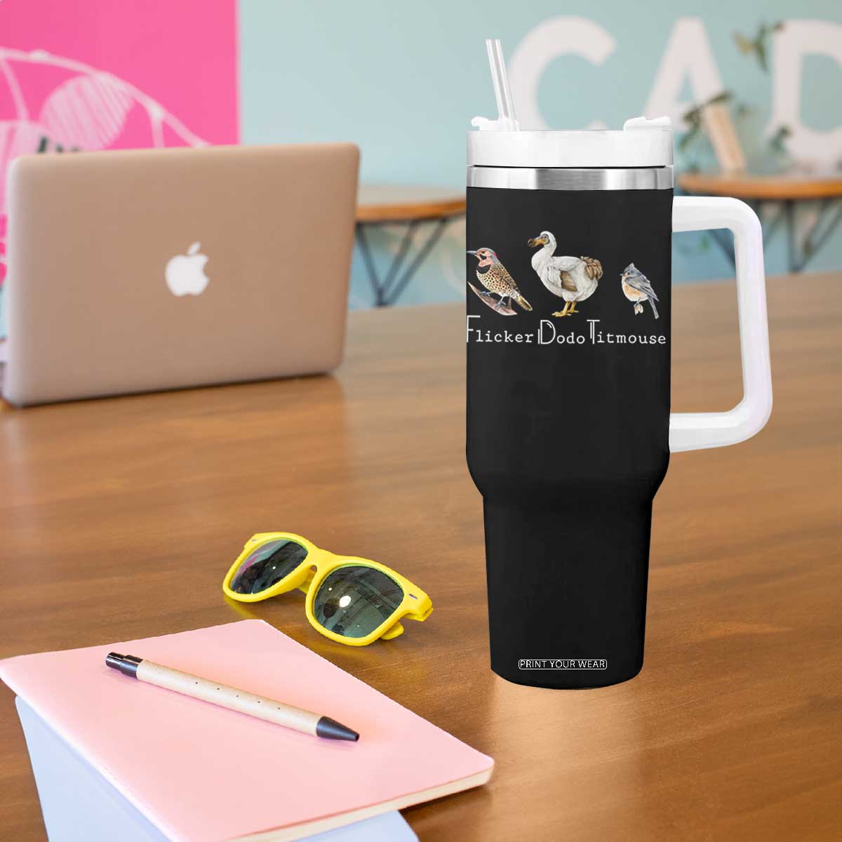 Subtle FDT Tumbler With Handle Flicker Dodo Titmouse Bird TS10 Print Your Wear