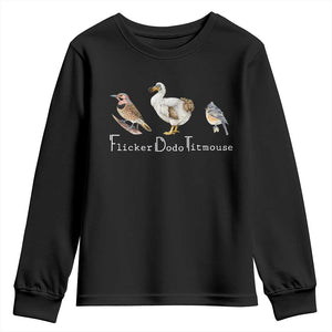 Subtle FDT Youth Sweatshirt Flicker Dodo Titmouse Bird TS10 Black Print Your Wear