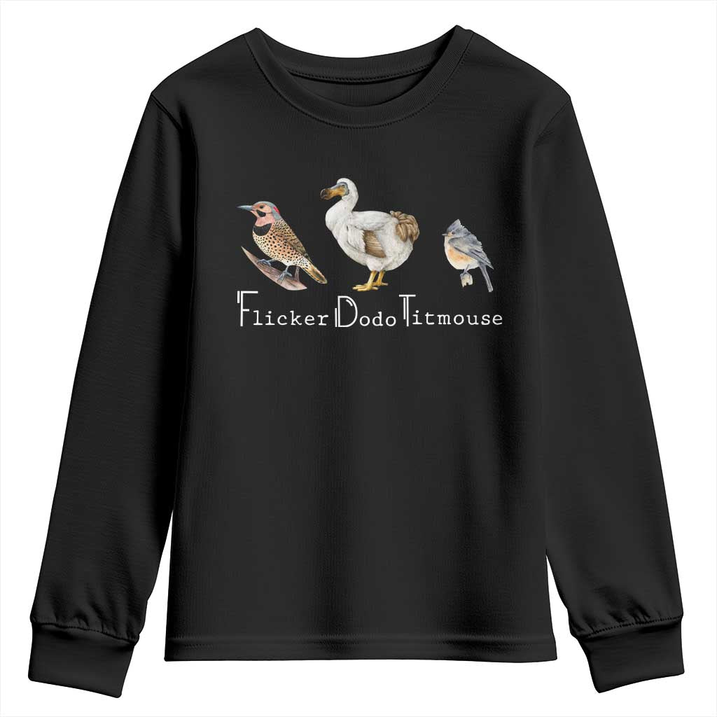 Subtle FDT Youth Sweatshirt Flicker Dodo Titmouse Bird TS10 Black Print Your Wear
