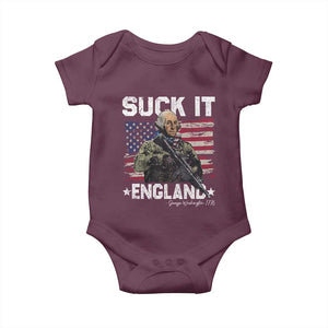 Suck It England Funny 4th of July George Washington 1776 Baby Onesie TS10 Maroon Print Your Wear