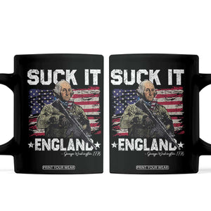 Suck It England Funny 4th of July George Washington 1776 Coffee Mug TS10 Black Print Your Wear
