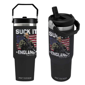 Suck It England Funny 4th of July George Washington 1776 Flip Straw Tumbler TS10 One Size: 30 oz Black Print Your Wear