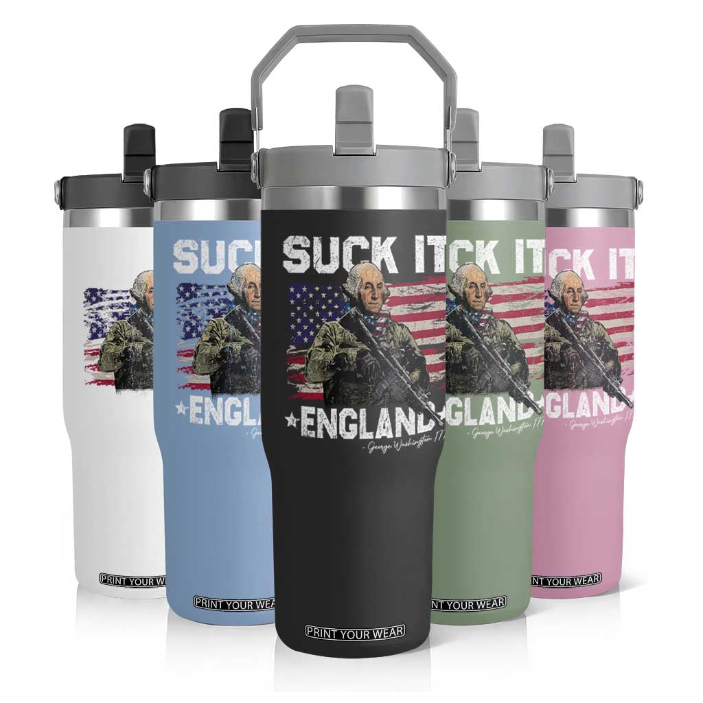 Suck It England Funny 4th of July George Washington 1776 Flip Straw Tumbler TS10 Print Your Wear