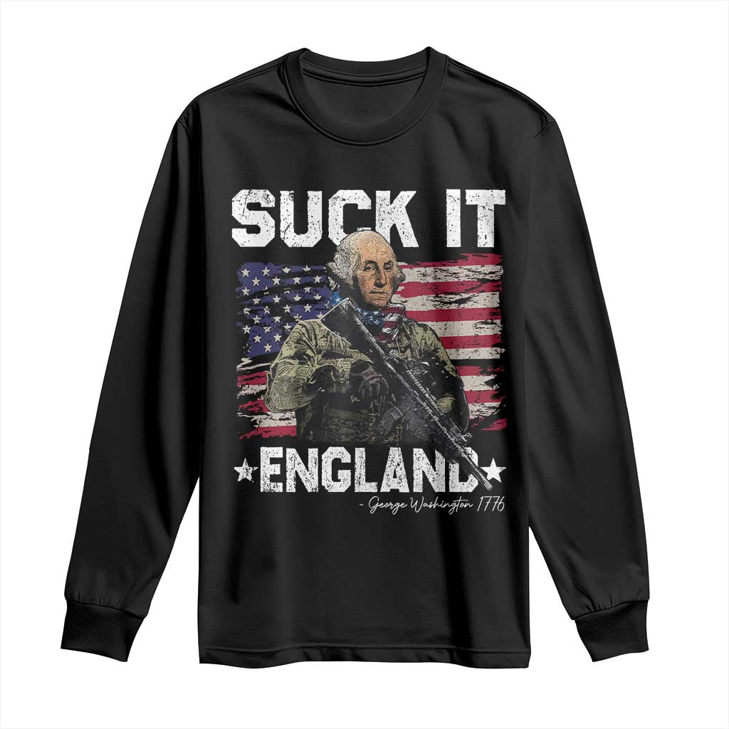 Suck It England Funny 4th of July George Washington 1776 Long Sleeve Shirt TS10 Black Print Your Wear