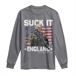Suck It England Funny 4th of July George Washington 1776 Long Sleeve Shirt TS10 Charcoal Print Your Wear