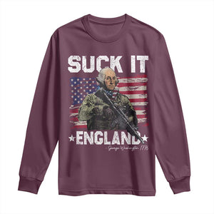 Suck It England Funny 4th of July George Washington 1776 Long Sleeve Shirt TS10 Maroon Print Your Wear