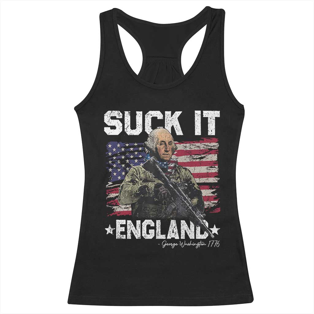 Suck It England Funny 4th of July George Washington 1776 Racerback Tank Top TS10 Black Print Your Wear