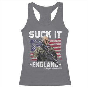 Suck It England Funny 4th of July George Washington 1776 Racerback Tank Top TS10 Charcoal Print Your Wear