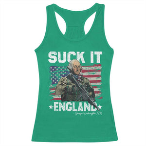 Suck It England Funny 4th of July George Washington 1776 Racerback Tank Top TS10 Irish Green Print Your Wear