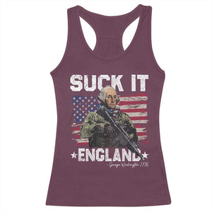 Suck It England Funny 4th of July George Washington 1776 Racerback Tank Top TS10 Maroon Print Your Wear