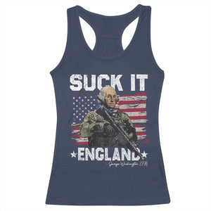 Suck It England Funny 4th of July George Washington 1776 Racerback Tank Top TS10 Navy Print Your Wear