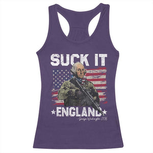 Suck It England Funny 4th of July George Washington 1776 Racerback Tank Top TS10 Purple Print Your Wear