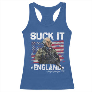 Suck It England Funny 4th of July George Washington 1776 Racerback Tank Top TS10 Royal Blue Print Your Wear