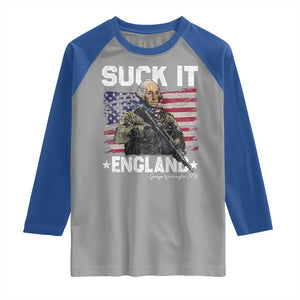 Suck It England Funny 4th of July George Washington 1776 Raglan Shirt TS10 Sport Gray Royal Print Your Wear
