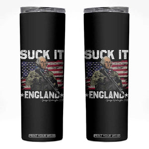 Suck It England Funny 4th of July George Washington 1776 Skinny Tumbler TS10 Black Print Your Wear