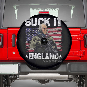 Suck It England Funny 4th of July George Washington 1776 Spare Tire Cover TS10 Black Print Your Wear