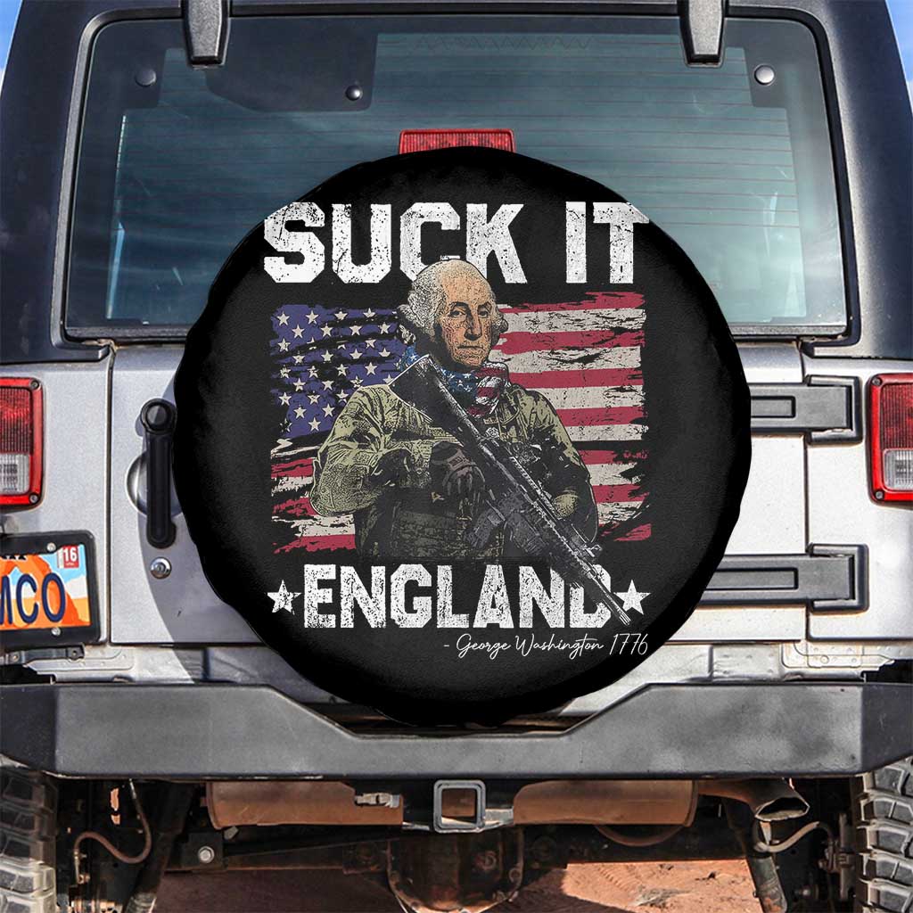Suck It England Funny 4th of July George Washington 1776 Spare Tire Cover TS10 No hole Black Print Your Wear