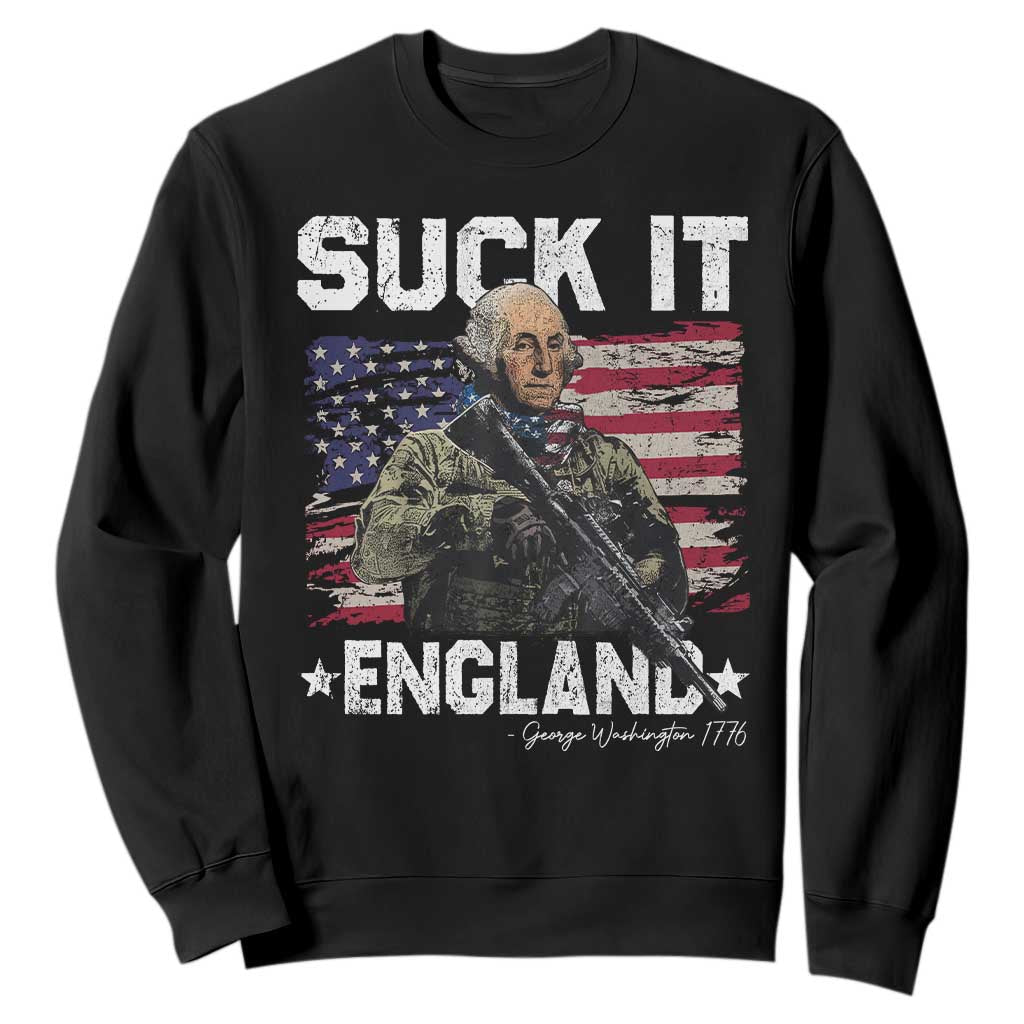 Suck It England Funny 4th of July George Washington 1776 Sweatshirt TS10 Black Print Your Wear