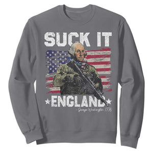 Suck It England Funny 4th of July George Washington 1776 Sweatshirt TS10 Charcoal Print Your Wear