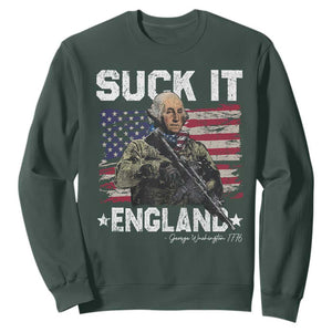 Suck It England Funny 4th of July George Washington 1776 Sweatshirt TS10 Dark Forest Green Print Your Wear
