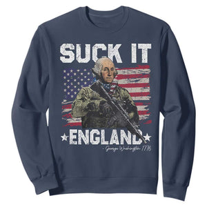 Suck It England Funny 4th of July George Washington 1776 Sweatshirt TS10 Navy Print Your Wear
